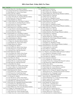 IHSA State Final - Friday (Rd1) Tee Times