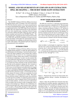 Model and Measurements of Cern-Sps Slow Extraction Spill Re-Shaping — the Burst Mode Slow Extraction M