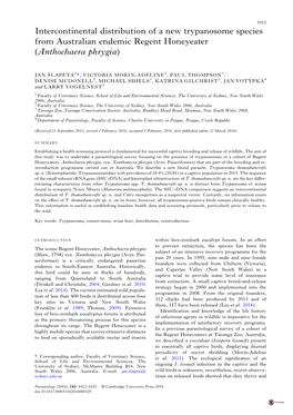 Intercontinental Distribution of a New Trypanosome Species from Australian Endemic Regent Honeyeater (Anthochaera Phrygia)