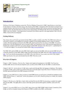 Java Database Programming with JDBC:Introduction
