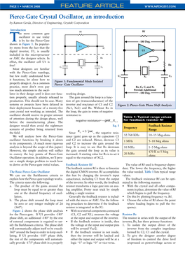 Pierce-Gate Crystal Oscillator, an Introduction by Ramon Cerda, Director of Engineering, Crystek Corporation