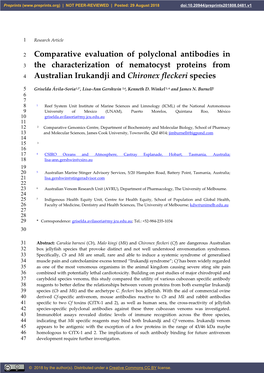 Comparative Evaluation of Polyclonal Antibodies in the Characterization Of