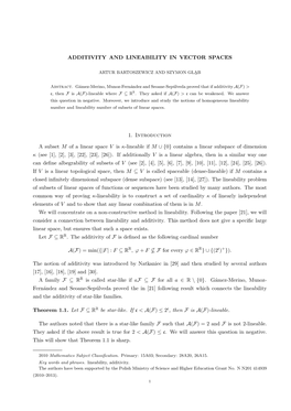 ADDITIVITY and LINEABILITY in VECTOR SPACES 1. Introduction A