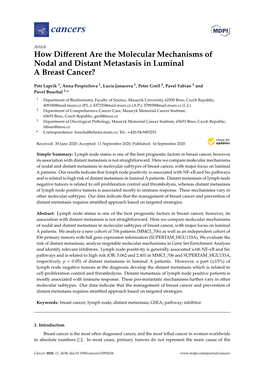 How Different Are the Molecular Mechanisms of Nodal and Distant Metastasis in Luminal a Breast Cancer?