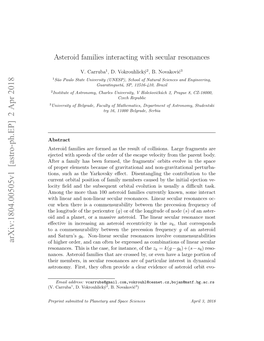 Asteroid Families Interacting with Secular Resonances Is the Orbital Location of These Resonances