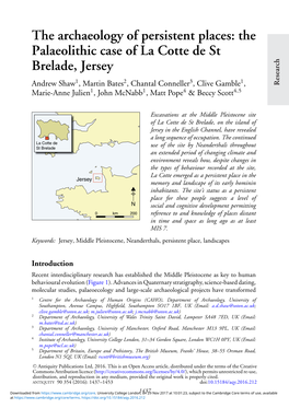 The Archaeology of Persistent Places: the Palaeolithic Case of La Cotte De