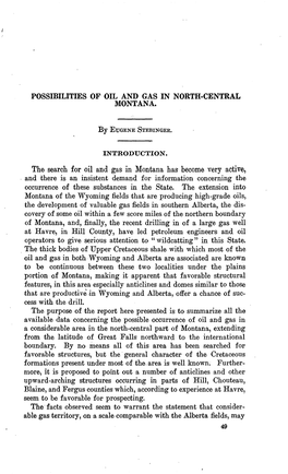 POSSIBILITIES of OIL and GAS in NORTH-CENTRAL MONTANA. By