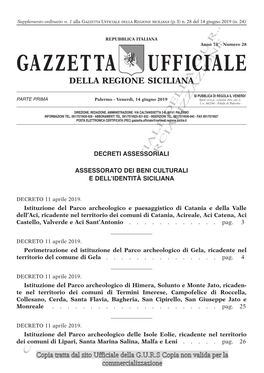 GAZZETTA UFFICIALE DELLA REGIONE SICILIANA (P