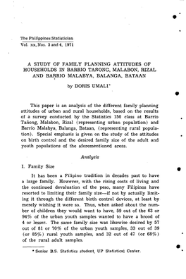 08 a Study of Family Planning Attitudes of Households in Barrio Tanong, Malabon, Rizal.Pdf