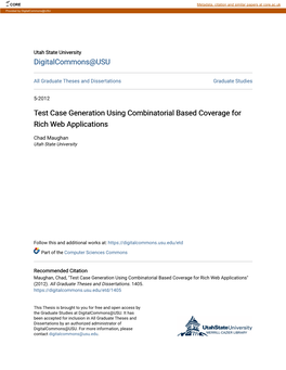 Test Case Generation Using Combinatorial Based Coverage for Rich Web Applications