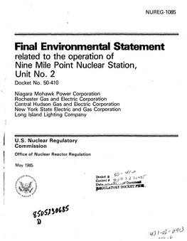 "Final Environmental Statement Related to the Operation of Nine