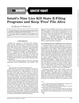 Intuit's Nine Lies Kill State E-Filing Programs and Keep