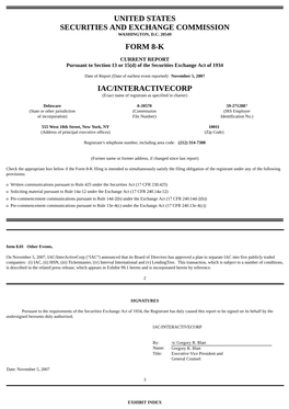 United States Securities and Exchange Commission Form