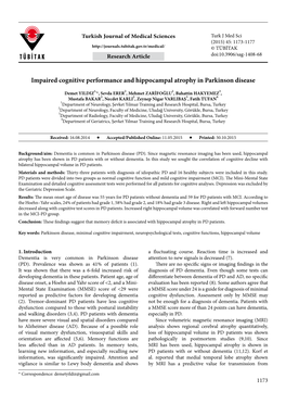 Impaired Cognitive Performance and Hippocampal Atrophy in Parkinson Disease