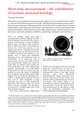 Short-Time Measurement – the Contribution of German Electrical Horology