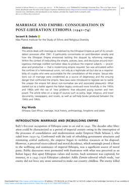 Consolidation in Post-Liberation Ethiopia (–)