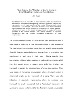 The Allure of Chaotic Synergy in Grateful Dead Improvisation and Musical Dialogue
