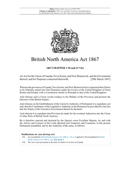 British North America Act 1867
