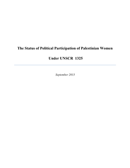 The Status of Political Participation of Palestinian Women Under UNSCR