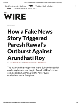 How a Fake News Story Triggered Paresh Rawal's Outburst Against Arundhati Roy