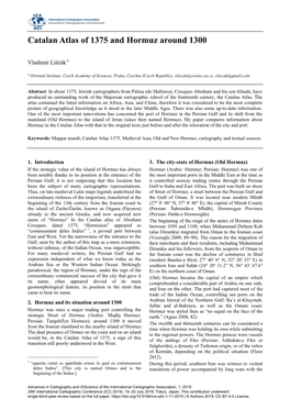 Catalan Atlas of 1375 and Hormuz Around 1300