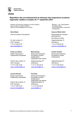 Répartition Des Arrondissements Et Adresses Des Inspections Scolaires Régionales Valable À Compter Du 1Er Décembre 2014
