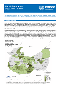 Nepal Earthquake District Profile - Nuwakot OSOCC Assessment Cell 15.05.2015