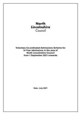 North Lincolnshire Co-Ordinated in Year Admission Scheme