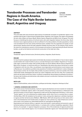 Transborder Processes and Transborder Regions in South