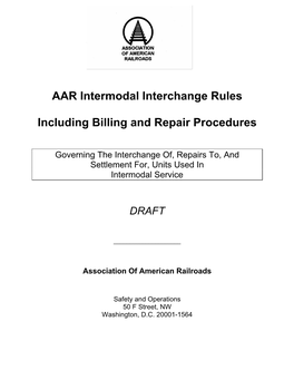 AAR Intermodal Interchange Rules Including Billing and Repair