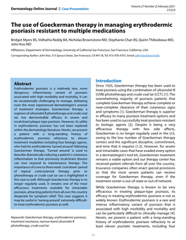 The Use of Goeckerman Therapy in Managing Erythrodermic Psoriasis Resistant to Multiple Medications