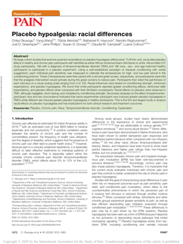 Placebo Hypoalgesia Arises from Top- D and Sociocultural Factors