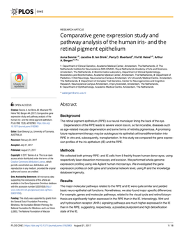 Comparative Gene Expression Study and Pathway Analysis of the Human Iris- and the Retinal Pigment Epithelium