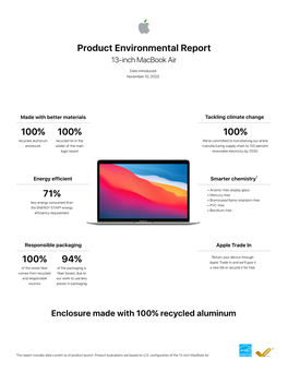 13-Inch Macbook Air Product Environmental Report Source Materials