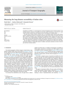 Measuring the Long-Distance Accessibility of Italian Cities