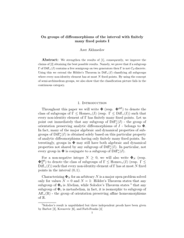 On Groups of Diffeomorphisms of the Interval with Finitely Many Fixed