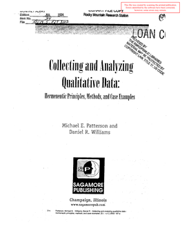 Collecting and Analyzing Qualitative Data