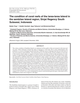 The Condition of Coral Reefs of the Larea-Larea Island in the Sembilan Island Region, Sinjai Regency South Sulawesi, Indonesia