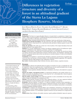 Differences in Vegetation Structure and Diversity of a Forest in an Altitudinal Gradient of the Sierra La Laguna Biosphere Reserve, Mexico