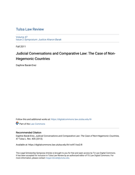 Judicial Conversations and Comparative Law: the Case of Non- Hegemonic Countries