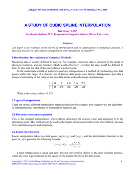 A Study of Cubic Spline Interpolation