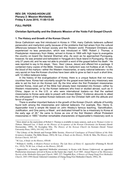 Christian Spirituality and the Diakonic Mission of the Yoido Full Gospel Church by Young-Hoon