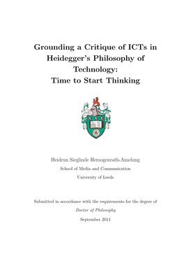 Grounding a Critique of Icts in Heidegger's Philosophy Of