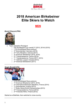 2018 American Birkebeiner Elite Skiers to Watch