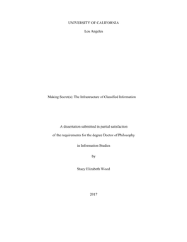 UNIVERSITY of CALIFORNIA Los Angeles a Dissertation Submitted in Partial Satisfaction of the Requirements for the Degree Doctor