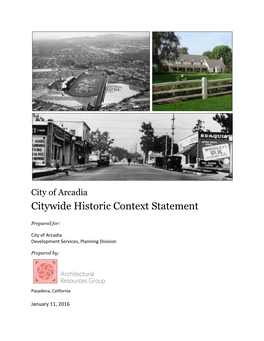 City of Arcadia Citywide Historic Context Statement