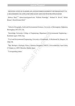 Identification of Floodplain and Riverbed Sediment Heterogeneity in a Meandering Uk Lowland Stream by Ground Penetrating Radar