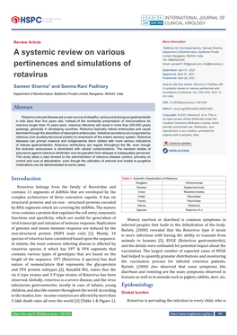 A Systemic Review on Various Pertinences and Simulations of Rotavirus