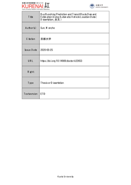 Title Bus Bunching Prediction and Transit Route Demand Estimation