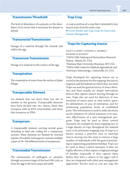 Traps for Capturing Insects T 3887 Transmission Threshold Trap Crop